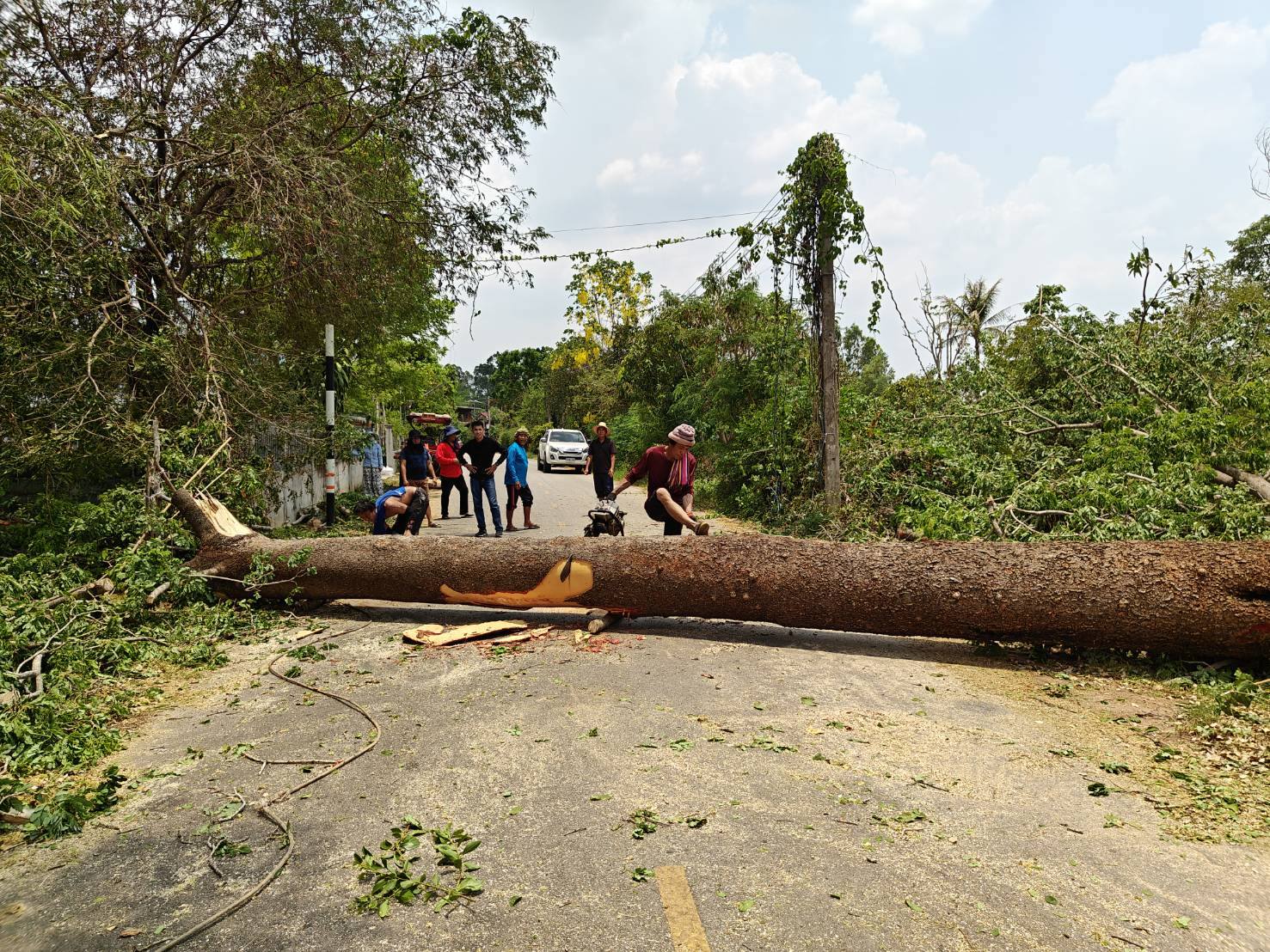 เมื่อวันที่ 23 เมษายน 2569 องค์การบริหารส่วนตำบลสะอาดสมบูรณ์ โดยนายสหาย สังฆะมะมะณี นายก อบต.สะอาดสมบูรณ์ มอบหมายเจ้าหน้าที่ อบต.สะอาดสมบูรณ์ ลงพื้นที่ตัดต้นไม้ใหญ่ที่เอนจะล้มพาดสายไฟ และถนน บ.ดงเค็ง หมู่ที่ 9 ต.สะอาดสมบูรณ์ อ.เมือง จ.ร้อยเอ็ด